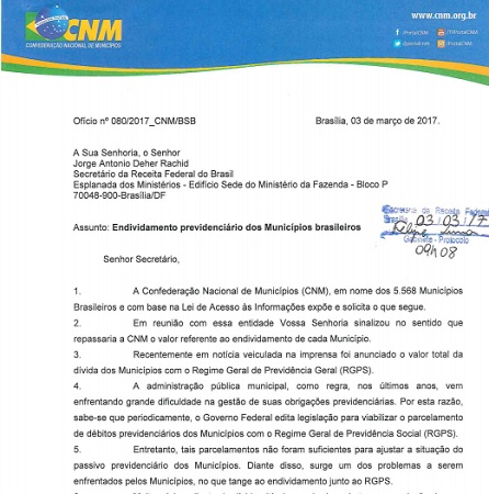 CNM oficio Receita Federal 
